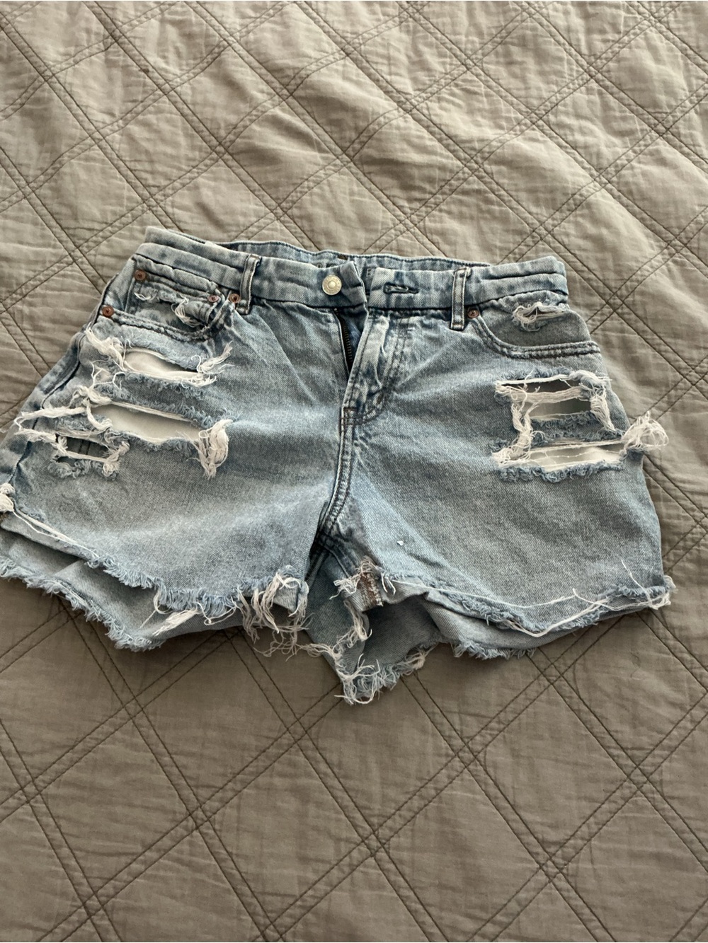 American Eagle Outfitters Light Blue Distressed Denim Cutoff Shorts